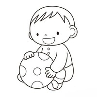 Desenho de Bebê com bola para colorir