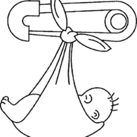 Desenho de Bebê na rede com alfinete para colorir