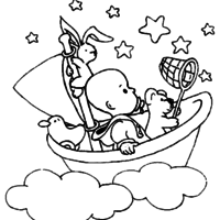 Desenho de Bebê no barquinho para colorir