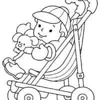 Desenho de Bebê no carrinho para colorir