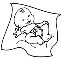 Desenho de Bebê deitado na manta para colorir