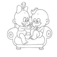 Desenho de Bebê no sofá para colorir