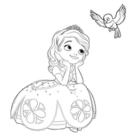 Desenho de Princesa Sofia sonhando acordada para colorir