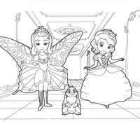 Desenho de Princesinha Sofia e Amber no Halloween para colorir