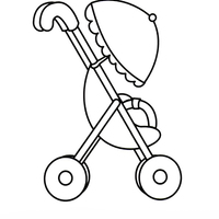 Desenho de Carrinho de bebê com sombrinha para colorir