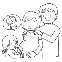Desenho de Família esperando bebê para colorir