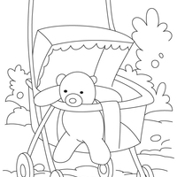 Desenho de Carrinho de bebê com ursinho para colorir