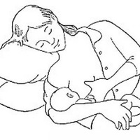 Desenho de Mãe dando leite materno a bebê para colorir