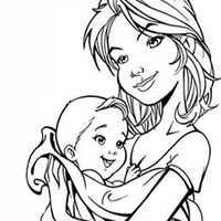 Desenho de Mamãe e bebezinho para colorir