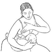 Desenho de Mãe dando de mamá a bebê para colorir