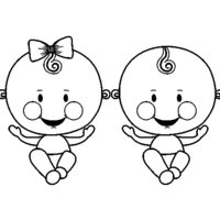 Desenho de Menino e menina gêmeos para colorir
