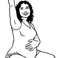 Desenho de Mulher grávida agachada para colorir