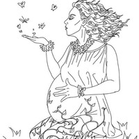 Desenho de Mulher grávida bonita para colorir