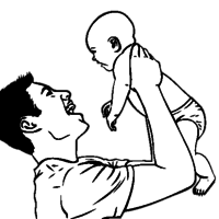 Desenho de Pai brincando com bebê para colorir