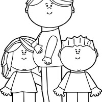 Desenho de Mamãe grávida e filhos para colorir