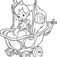 Desenho de Pedrita no carrinho de bebê para colorir