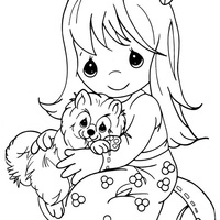 Desenho de Momentos Preciosos - Abraçando cachorro para colorir