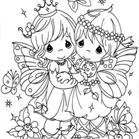 Desenho de Momentos Preciosos - Abraço de fadas-borboletas para colorir