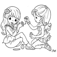 Desenho de Momentos Preciosos - Amigas conversando para colorir