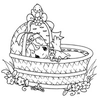 Desenho de Momentos Preciosos - Bebê no cestinho para colorir
