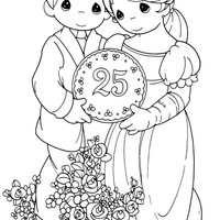 Desenho de Momentos Preciosos - Bodas de ouro para colorir