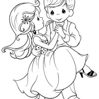 Desenho de Momentos Preciosos - Casal de bailarinos para colorir