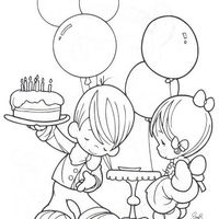Desenho de Momentos Preciosos - Feliz aniversário para colorir
