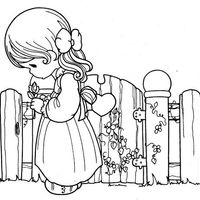 Desenho de Momentos Preciosos - Menina passeando para colorir