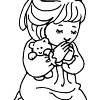 Desenho de Momentos Preciosos - Menina rezando para colorir