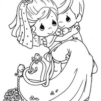 Desenho de Momentos Preciosos - Noivo e noiva para colorir