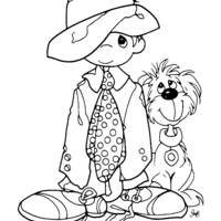 Desenho de Papai e cachorro para colorir