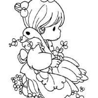 Desenho de Momentos Preciosos - Pato e menina abraçados para colorir