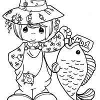 Desenho de Momentos Preciosos - Pescador para colorir