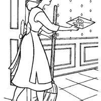 Desenho de Cinderela cuidando da casa para colorir
