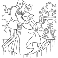 Desenho de Cinderela dançando com o príncipe para colorir