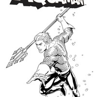 Desenho de Aquaman e lança para colorir