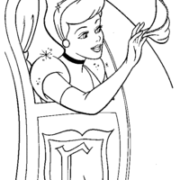 Desenho de Cinderela dando oi para colorir