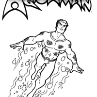 Desenho de Aquaman no mar para colorir