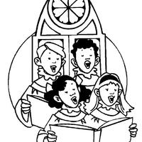 Desenho de Família cantando na missa para colorir