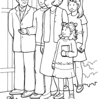 Desenho de Família cristã para colorir