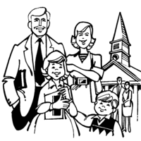 Desenho de Família religiosa para colorir