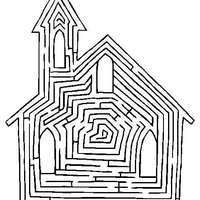 Desenho de Jogo do labirinto - Igreja para colorir