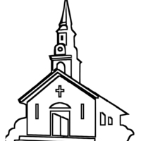 Desenho de Igreja da cidade para colorir