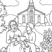 Desenho de Crianças estudando a Bíblia para colorir