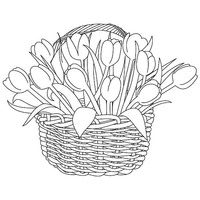 Desenho de Cesto de tulipas para colorir