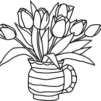 Desenho de Vaso de tulipas para colorir