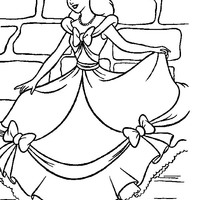 Desenho de Cinderela e seu lindo vestido para colorir