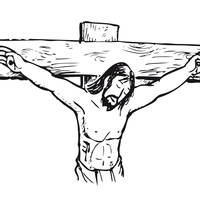 Desenho de Rosto de Jesus na cruz para colorir