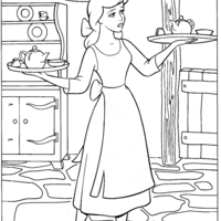 Desenho de Cinderela empregada da casa para colorir