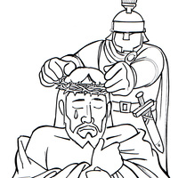 Desenho de Rosto de Jesus com a coroa de espinhos para colorir